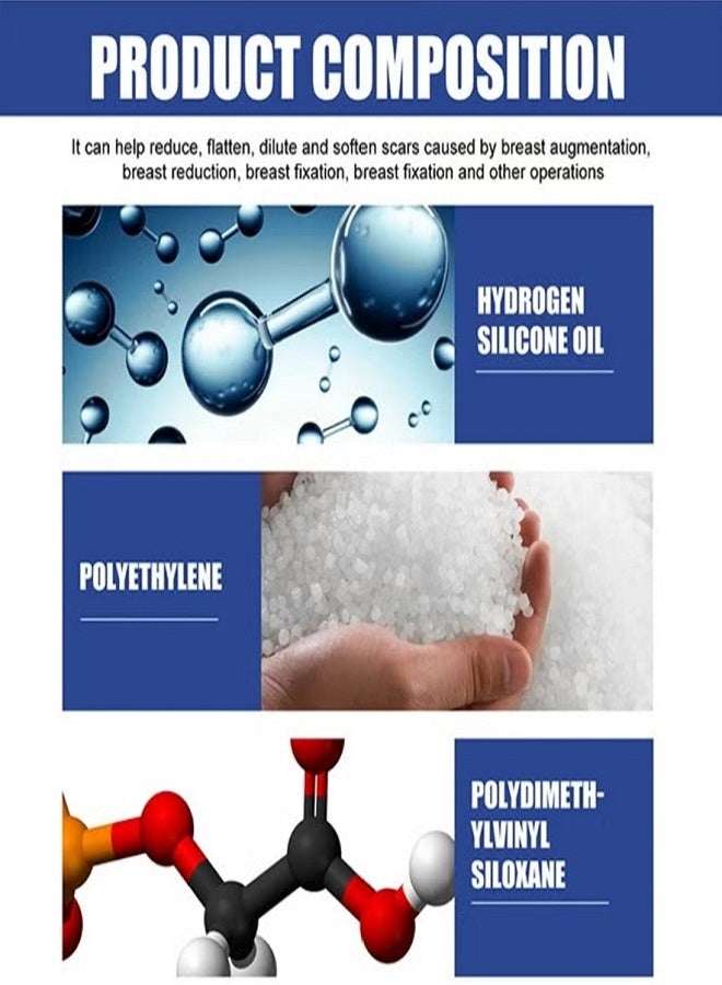 EELHOE 4 Pairs Silicone Scar Sheets, Reusable Washable Silicone Scar Tape, Surgery Scars Removal Treatment, Medical Grade Silicone Scar Sheets for Breast - Image 3