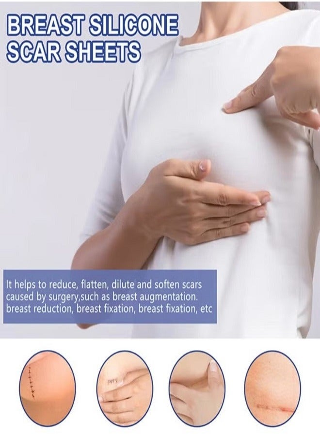 EELHOE 4 Pairs Silicone Scar Sheets, Reusable Washable Silicone Scar Tape, Surgery Scars Removal Treatment, Medical Grade Silicone Scar Sheets for Breast - Image 5