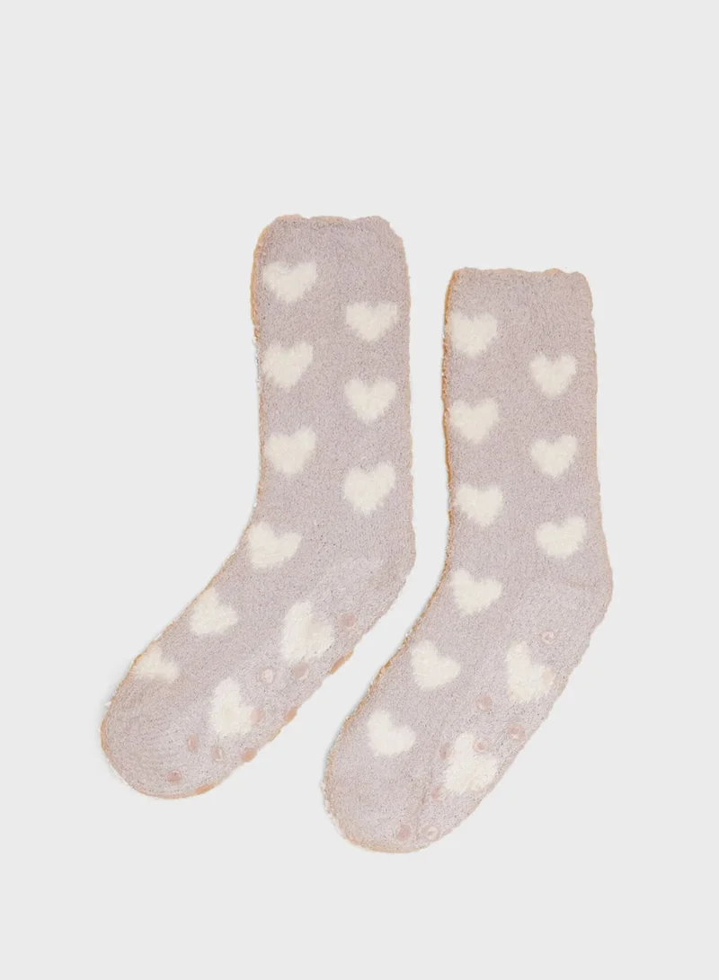 women'secret Embroidered High Knee Length Socks