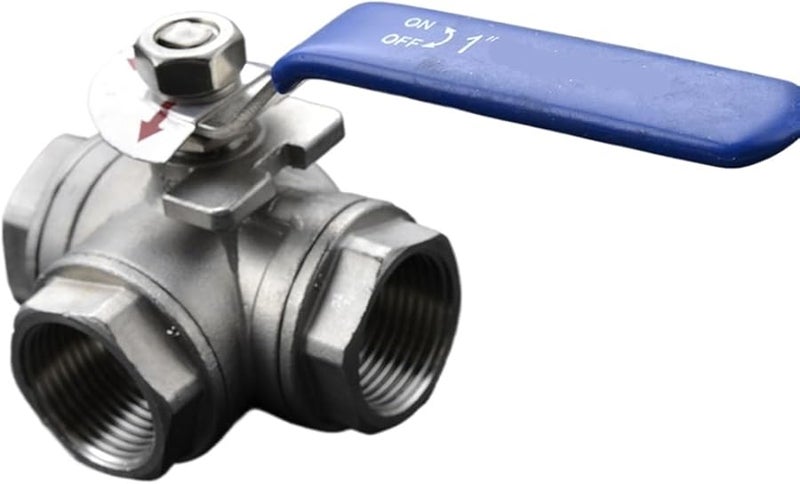 صمام كرة من الفولاذ المقاوم للصدأ 304 من النوع T، مقاس 1/4 بوصة، وصلة أنثى NPT، منفذ كامل، موصل ثلاثي الاتجاهات للماء والزيت والهواء والغاز - Image 2