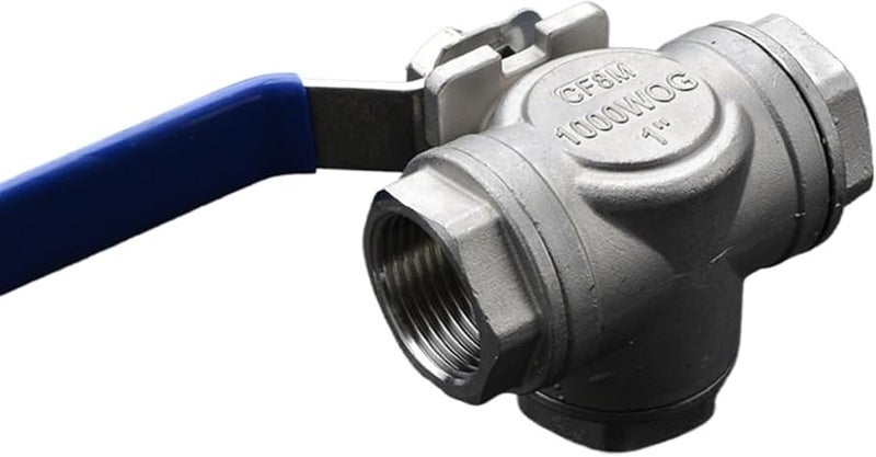 صمام كرة من الفولاذ المقاوم للصدأ 304 من النوع T، مقاس 1/4 بوصة، وصلة أنثى NPT، منفذ كامل، موصل ثلاثي الاتجاهات للماء والزيت والهواء والغاز - Image 3