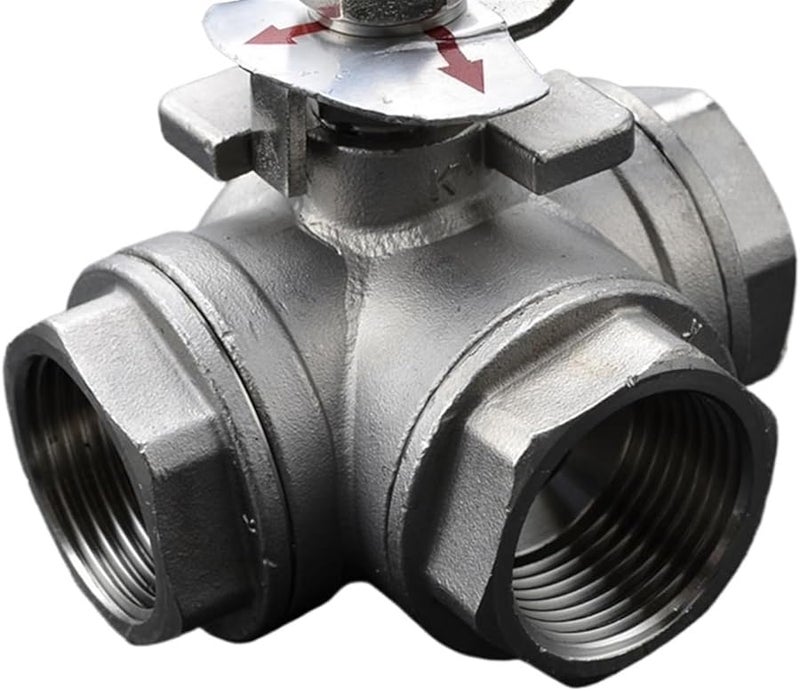 صمام كرة من الفولاذ المقاوم للصدأ 304 من النوع T، مقاس 1/4 بوصة، وصلة أنثى NPT، منفذ كامل، موصل ثلاثي الاتجاهات للماء والزيت والهواء والغاز - Image 4