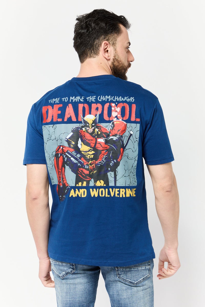 MARVEL Men Crew Neck Short Sleeves Deadpool And Wolverine T-Shirt, Navy Blue - Image 4