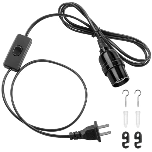 DiCUNO E26 Hanging Lantern Extension Cord Cable, Light Socket On Off Inline Cord Switch Control Lamp, 6.6 Feet (2M), Black, 1-Pack - Image 1