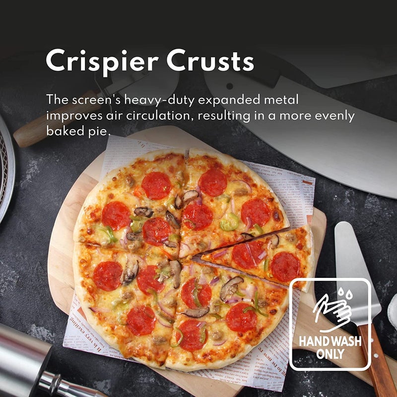 PAUL SONS Hospitality Aluminum Seamless Pizza Screen Non Stick Mesh Baking Tray Kitchen Tool for Oven BBQ 13Inch Pack of 2Pc - Image 4