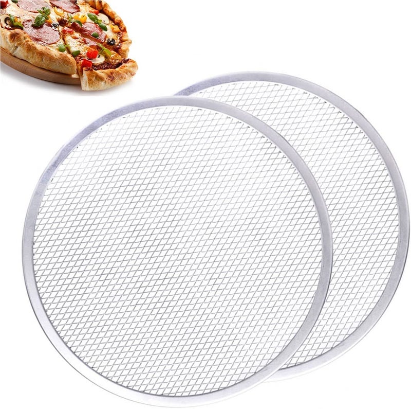 PAUL SONS Hospitality Aluminum Seamless Pizza Screen Non Stick Mesh Baking Tray Kitchen Tool for Oven BBQ 13Inch Pack of 2Pc - Image 1