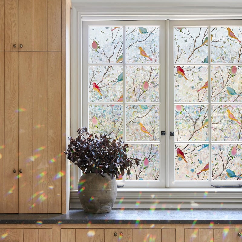Ranzdn Window Privacy Film - Stained Glass Window Film Static Cling UV & Heat Blocking Rainbow Window Film for Glass Doors, Bedroom Windows - No Glue Premium Vinyl (Easy Install, 17.5"Ã—78.7") - Image 5