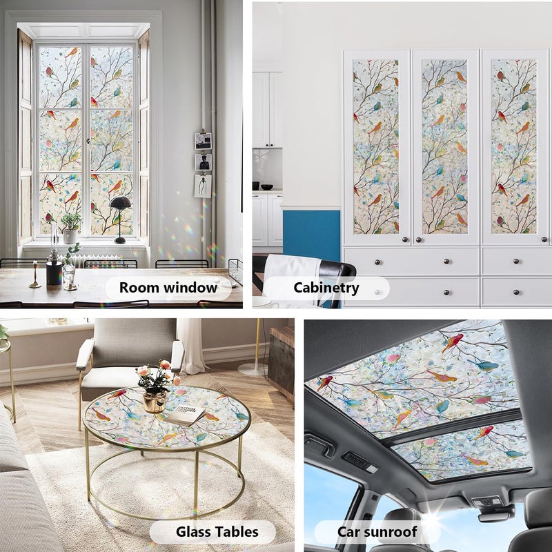 Ranzdn Window Privacy Film - Stained Glass Window Film Static Cling UV & Heat Blocking Rainbow Window Film for Glass Doors, Bedroom Windows - No Glue Premium Vinyl (Easy Install, 17.5"Ã—78.7") - Image 4