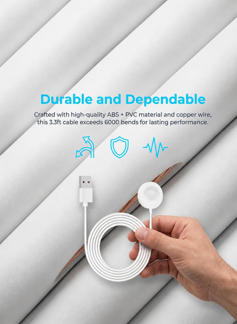 SJet Charger Cable for HUAWEI WATCH GT 6 Pro/6/5/5 Pro/4/3/3 Pro/3 SE, WATCH FIT 5/FIT 5 Pro/FIT 4/FIT4 pro, WATCH 5/4/4 Pro/D2/D/Ultimate/Buds Magnetic Wireless USB Charging Cord Dock, White, 1M - Image 4