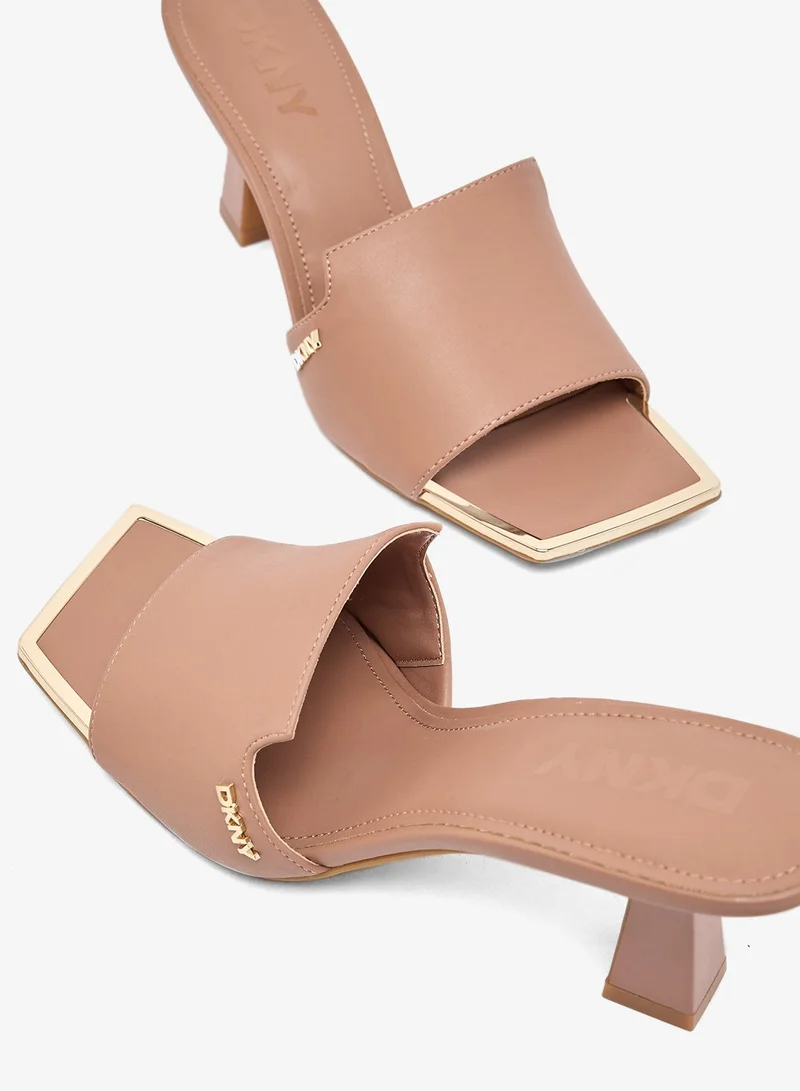 DKNY MMW - Marshmellow, BLK -  Black, FQ3 - Hot Cocoa, LT3 - Light taupe Kailyn Logo PVC Heeled Sandals for Women | Best Price UAE