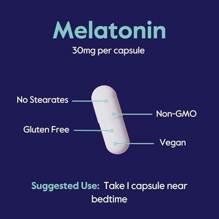 BESTVITE Melatonin 30mg (120 Vegetarian Capsules) - No Stearates - Vegan - Non GMO - Gluten Free - High Dose Melatonin - Image 5