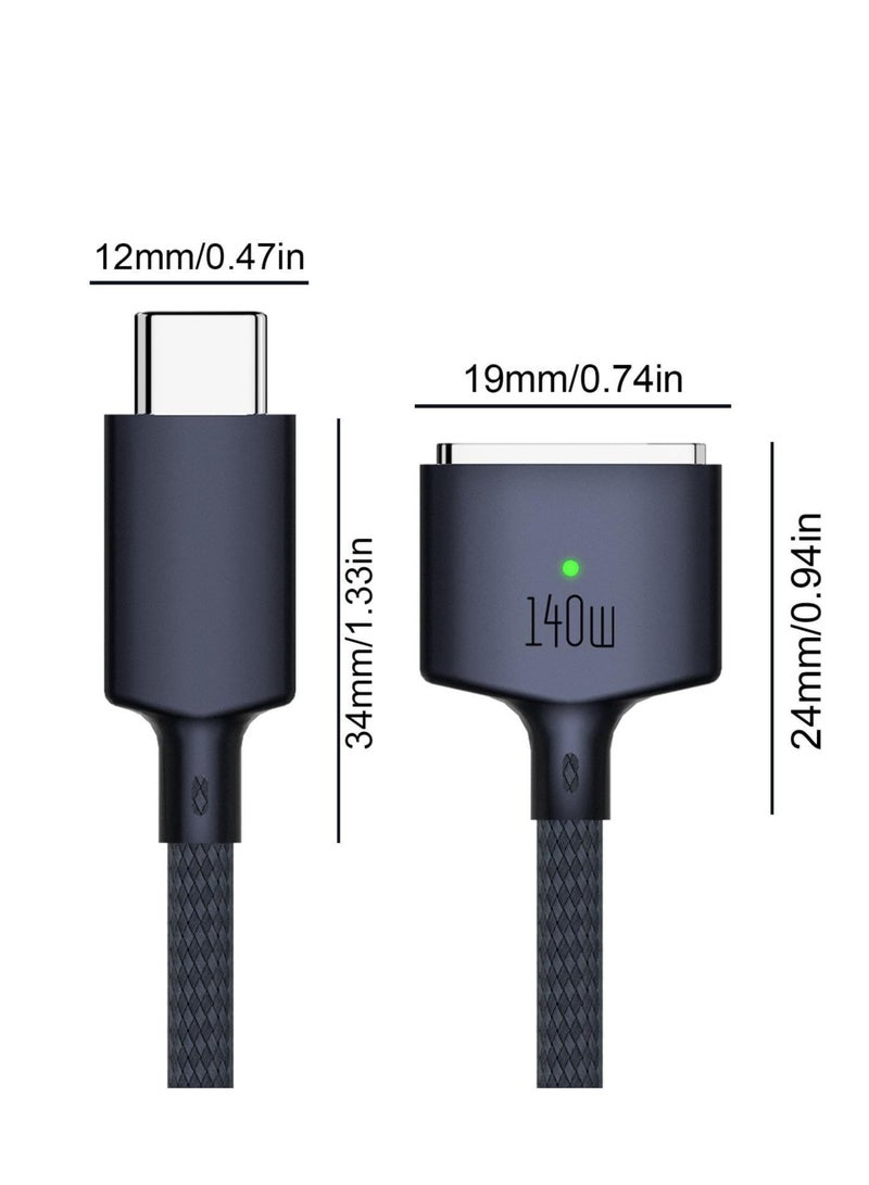 Barakah كابل USB-C إلى مغناطيسي 3، كابل شحن آمن بقوة 140 واط لجهاز MacBook Pro 14“ 16” 2021 M1 Pro & Max، MacBook Air 2022 M2، MacBook Pro 2023 M2 Pro & Max - 6.6 قدم - Image 2