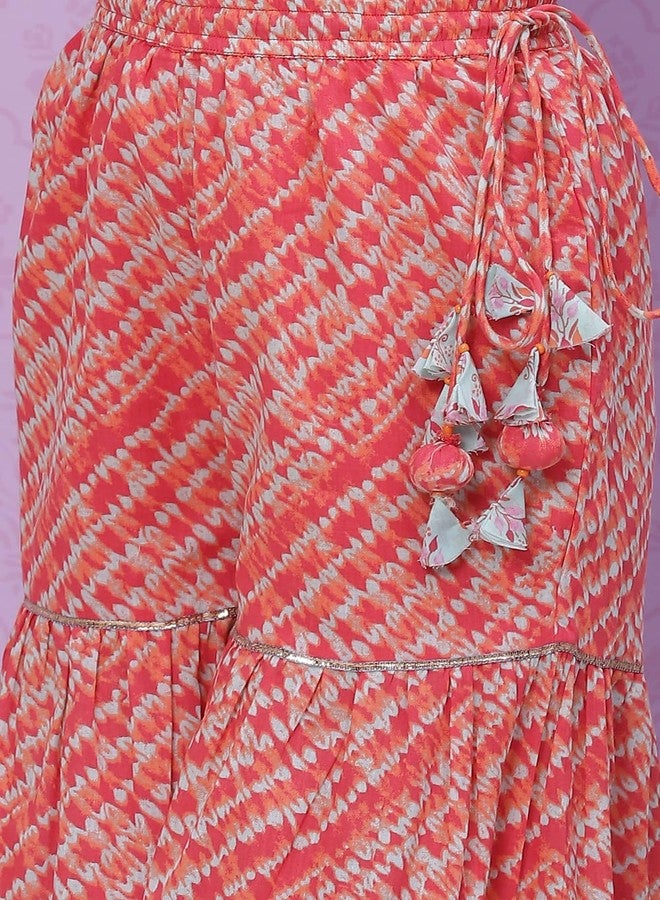 Biba GIRL PRINTED SHORT_KURTA KID(KW4670_AQUA/CORAL_5) - Image 3