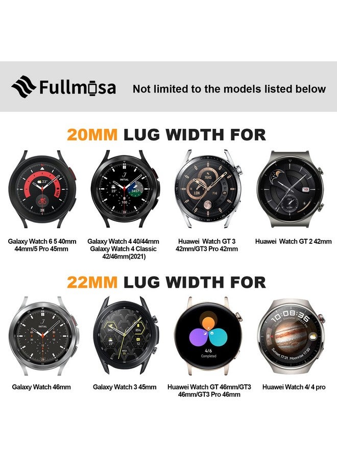 فولموزا أحزمة ساعة Fullmosa سريعة الفك مقاس 22 مم، حزام ساعة جلدي مصقول لـ Fossil Gen 5/Gen 5E/Gen 6 44 مم/Samsung Galaxy 46 مم/Gear S3 Frontier/Huawei GT 3 Pro 46 مم، أسود+أسود - Image 2