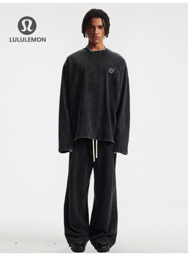 Lululemon Washed Long-Sleeve Shirt - Unisex Oversize Fit, Soft Distressed Fabric, Minimalist Logo, Multi-Color Options, Sport & Daily Casual Styling Top - Image 4