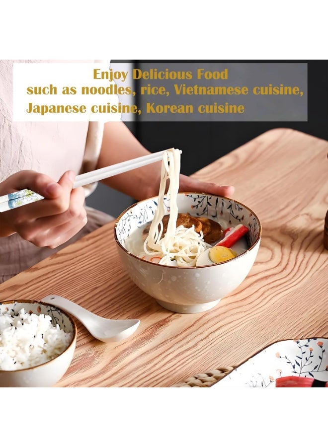Ceramic Chopsticks Set, Reusable Chopsticks, Non-Slip Tableware, Heat-Resistant  Non-Toxic Ceramic Utensils for Asian Cuisine, Elegant Daffodil Floral Pattern, Dishwasher Safe(White,5-Pair, 24.1cm) - Image 3