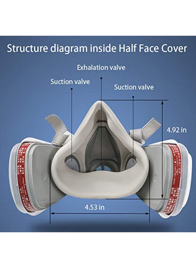 Respirator Mask Reusable Half Face Cover Gas Mask with Safety Glasses, Paint Face Cover Face Shield with Filters for Painting, Welding, Polishing, Woodworking and Other Work Protection (Medium) - Image 3