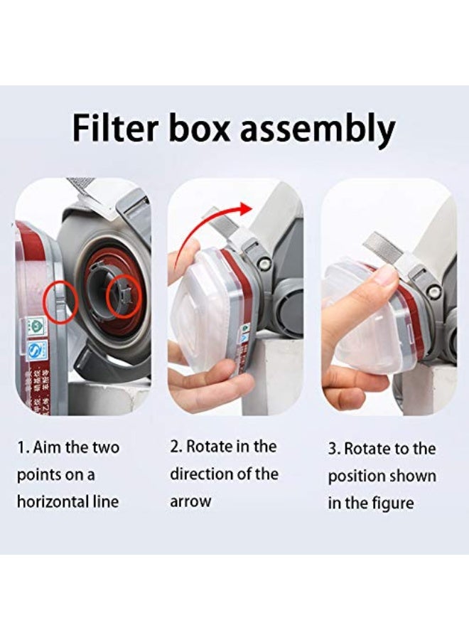 Respirator Mask Reusable Half Face Cover Gas Mask with Safety Glasses, Paint Face Cover Face Shield with Filters for Painting, Welding, Polishing, Woodworking and Other Work Protection (Medium) - Image 5