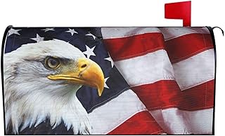 Ouqiuwa Ouqiuwa American Flag Welcome Magnetic Mailbox Cover, Eagle Mailbox Wrap Decorative for Garden Yard Home 21" Lx 18" W  - Image 1