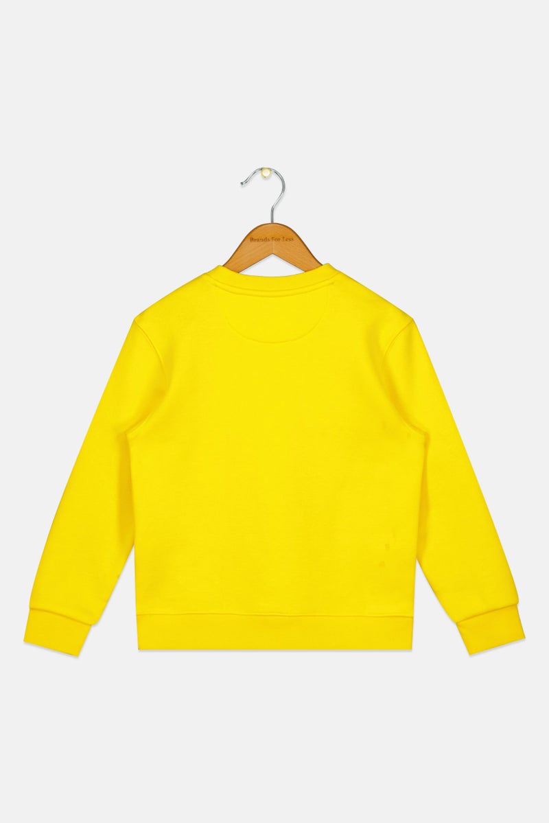 ESPRIT Kids Girl Crew Neck Long Sleeve Brand Logo Sweatshirt, Yellow  - Image 2