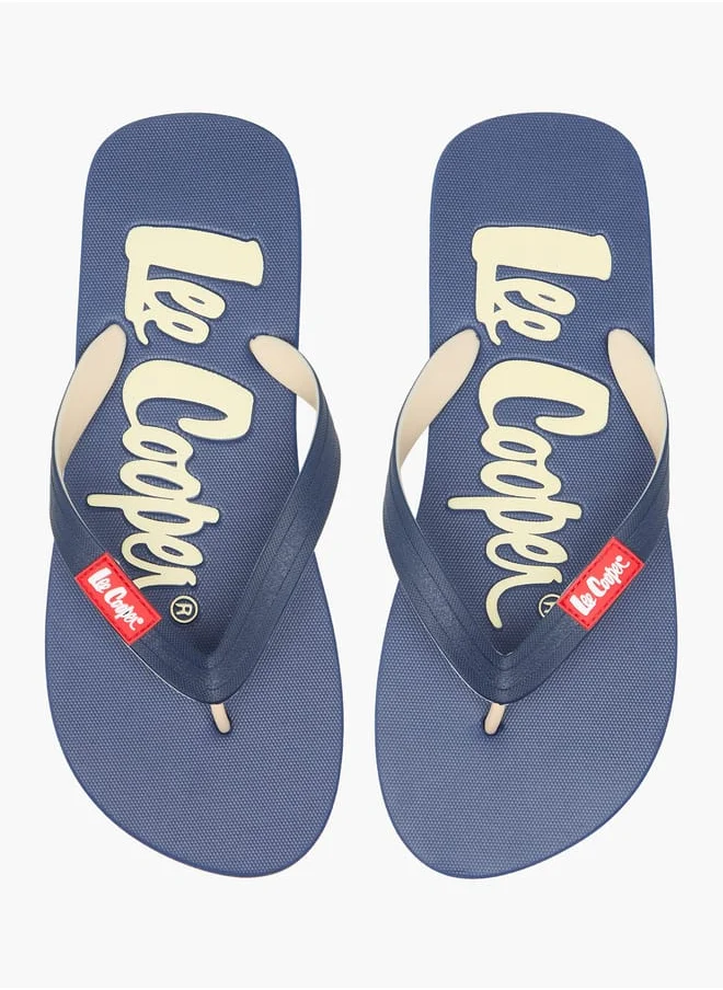 لي كوبر Men's Logo Print Slip-On Thong Slippers