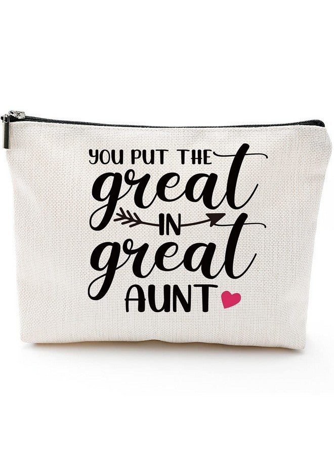 BLUE LEAVES Auntie Mothers Day Gifts Aunt Gifts From Niece Nephew Gifts For Aunts Birthday, Christmas, Appreciation Makeup Bag-You Put Great In Great Aunt 1  - Image 1