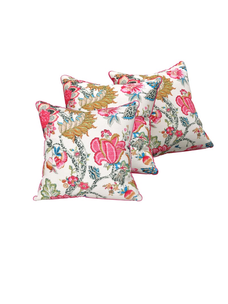 EasyGoods India Premium Cotton Cushion Covers 16x16 Inch | Soft Durable Fabric | Elegant Printed Covers for Sofa & Living Room | Hidden Zipper | Set of 3 - Image 1