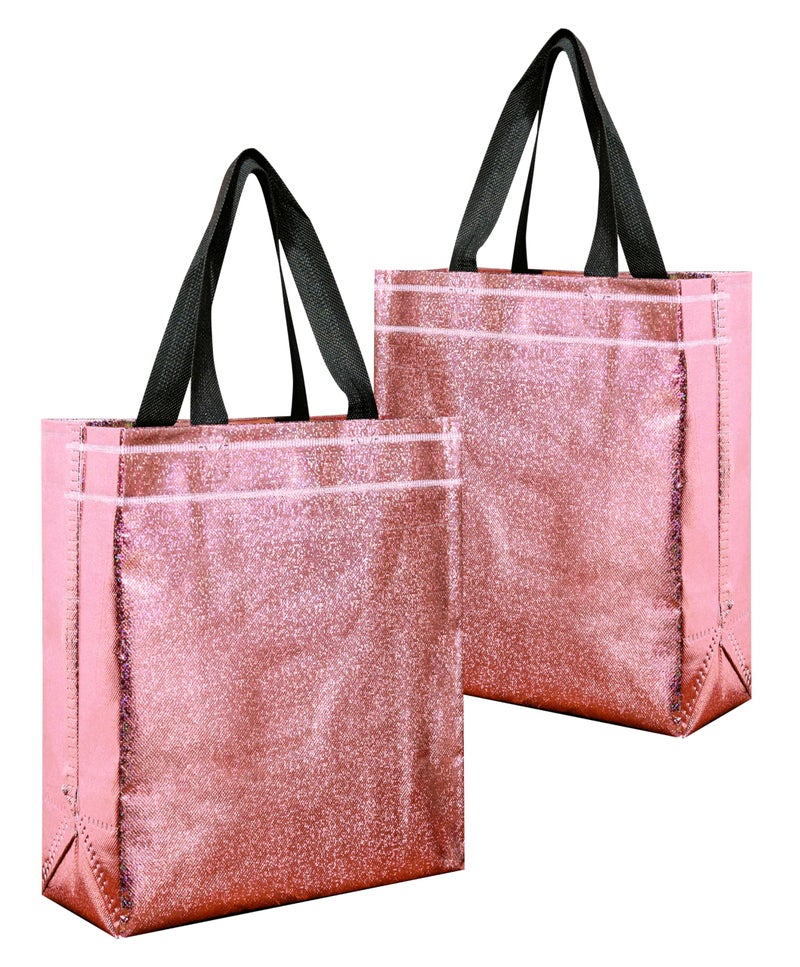 Zuvim Zuvim Return Gift Bags for Grocery Shopping Bag Goodies Reusable Carry Bag Metallic Shine Canvas Carry Bag for Wedding Return Gifts, Rosegold  - Image 1