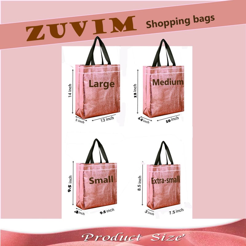 Zuvim Zuvim Return Gift Bags for Grocery Shopping Bag Goodies Reusable Carry Bag Metallic Shine Canvas Carry Bag for Wedding Return Gifts, Rosegold  - Image 2
