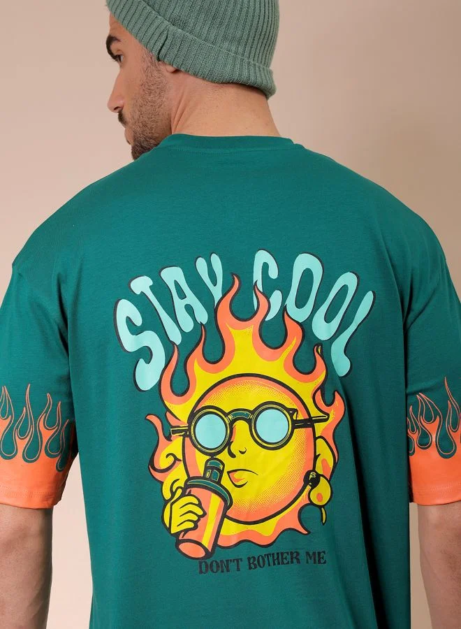 The Indian Garage Co Men Boxy Oversized Graphic Back Printed Round Neck Tshirt