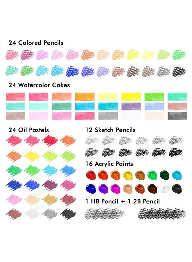 شاتل أرت مجموعة فنية فاخرة مكونة من 118 قطعة من اللوازم الفنية في علبة خشبية، مجموعة فنية للرسم مع أقلام طلاء أكريليك وأقلام تلوين زيتية وألوان مائية وكتاب تلوين ولوحة رسم بألوان مائية للأطفال والكبار... - Image 4