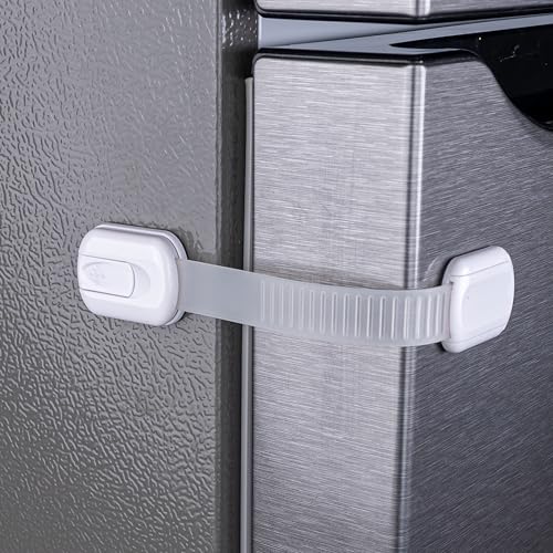 HomeBrella 2Pack Child Proof Fridge Lock with Adhesive Adjustable Baby Proofing Straps Refrigerator Lock for Kids Freezer Latch to Keep Door Closed for Toddlers Cats Dogs Universal Compatibility - Image 1