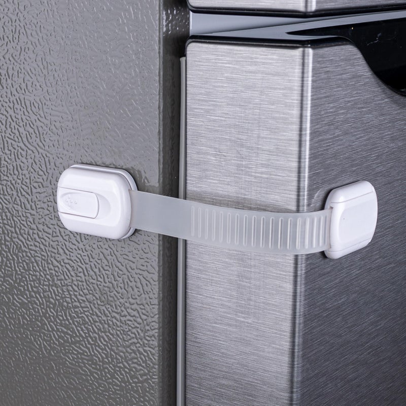HomeBrella 2Pack Child Proof Fridge Lock with Adhesive Adjustable Baby Proofing Straps Refrigerator Lock for Kids Freezer Latch to Keep Door Closed for Toddlers Cats Dogs Universal Compatibility - Image 2