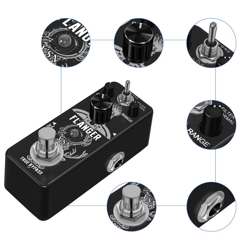 VSN Guitar Flanger Pedal - Classic Metallic Flanger Sounds, 2 Modes, Retro Effect - Image 5