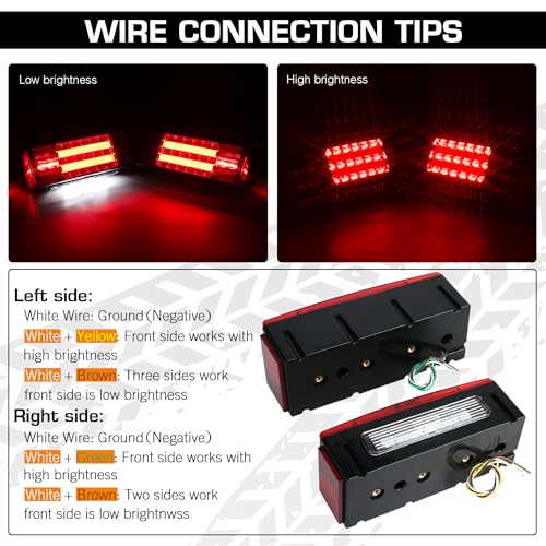LINKITOM New Halo Rectangular Submersible LED Trailer Light, Super Bright Brake Stop Turn Tail License Lights for Camper Truck RV Boat Snowmobile Over 80" Inch - Image 5