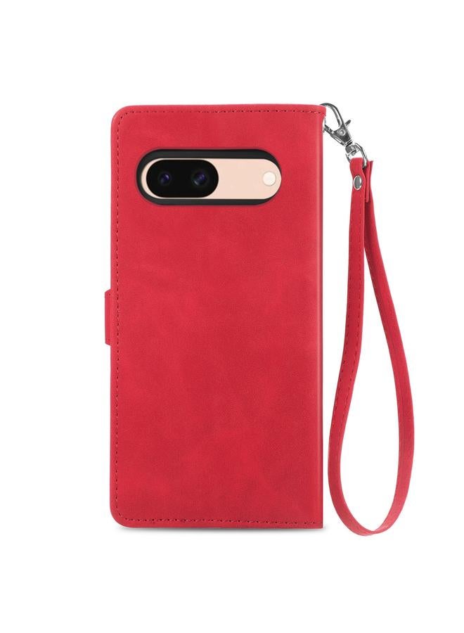 زبون جراب هاتف Google Pixel 5 من الجلد بسحاب منقوش عليه زهور - Image 3