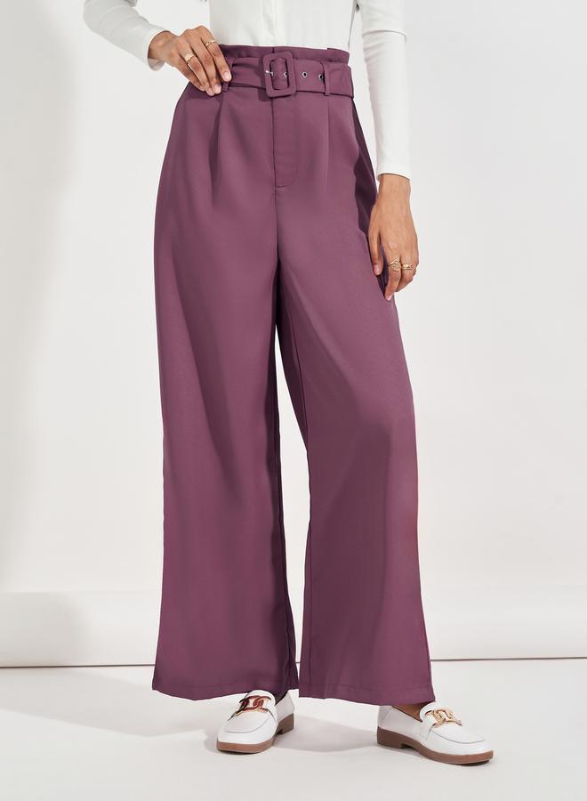 Styli High Rise Wide Leg Belted Twill Pants  - Image 2