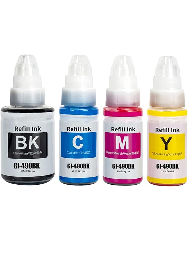 NexNova Gi 490 For Canon Ink Set Bk C M Y 4 Pack Black Cyan Magenta Yellow For Pixma G3400 G2400 G1400 G4400 G1411 G2411 G3411 G4411 G4410 G3410 - Image 3