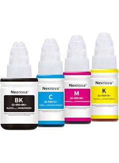 NexNova Gi 490 For Canon Ink Set Bk C M Y 4 Pack Black Cyan Magenta Yellow For Pixma G3400 G2400 G1400 G4400 G1411 G2411 G3411 G4411 G4410 G3410  - Image 1