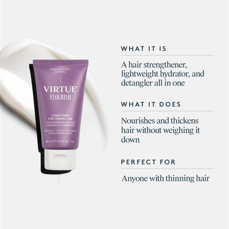 VIRTUE Flourish Conditioner for Fine or Thinning Hair, Sulfate Free Hair Growth Product, Detangles and Thickens, Color Safe - Image 2