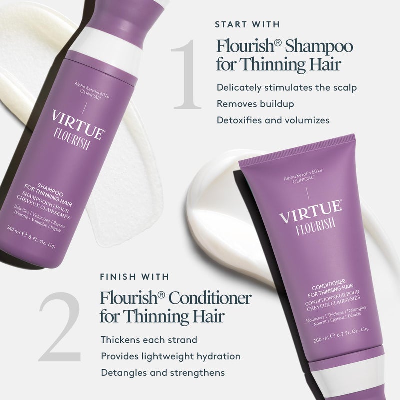 VIRTUE Flourish Conditioner for Fine or Thinning Hair, Sulfate Free Hair Growth Product, Detangles and Thickens, Color Safe - Image 4