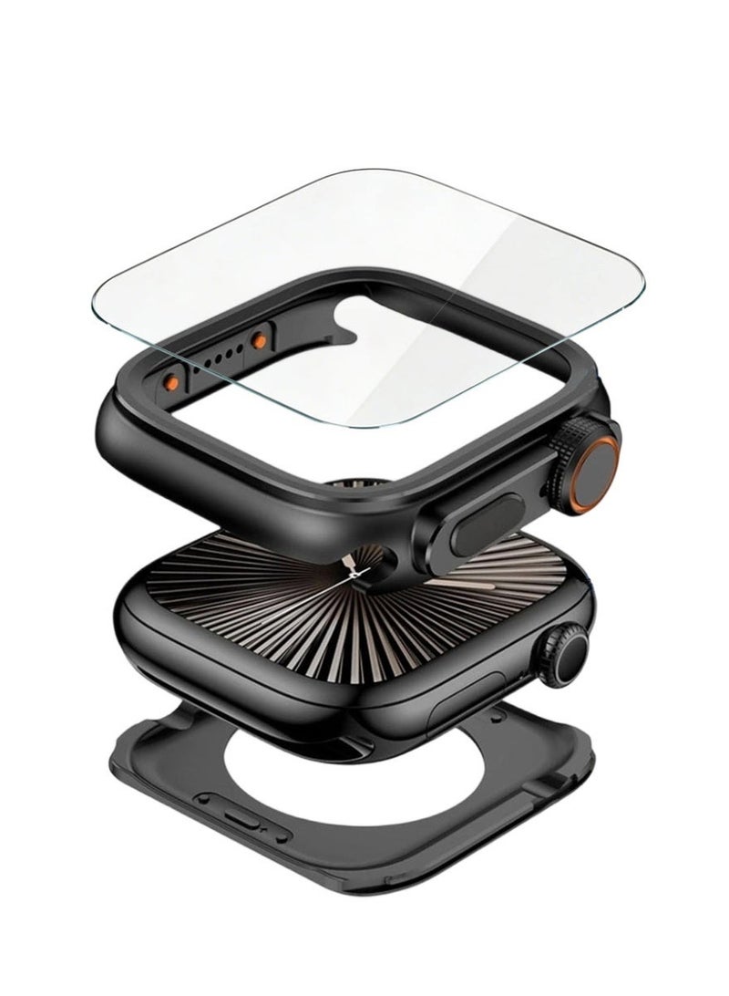 غلاف واقي معدني بتصميم مزدوج، مناسب لسلسلة Apple Watch 10/11 مقاس 46 ملم + واقي شاشة - Image 1