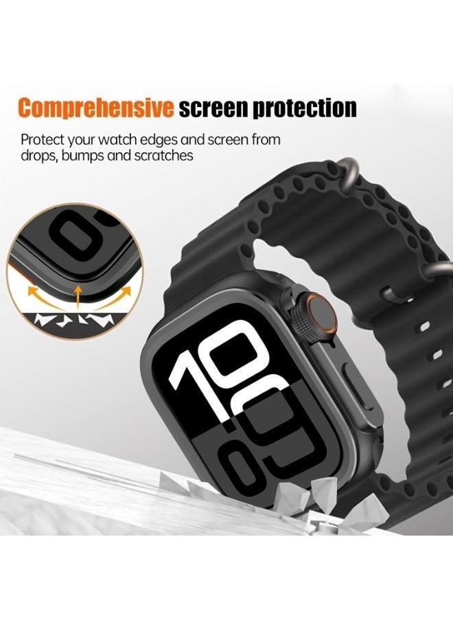 غلاف واقي معدني بتصميم مزدوج، مناسب لسلسلة Apple Watch 10/11 مقاس 46 ملم + واقي شاشة - Image 3