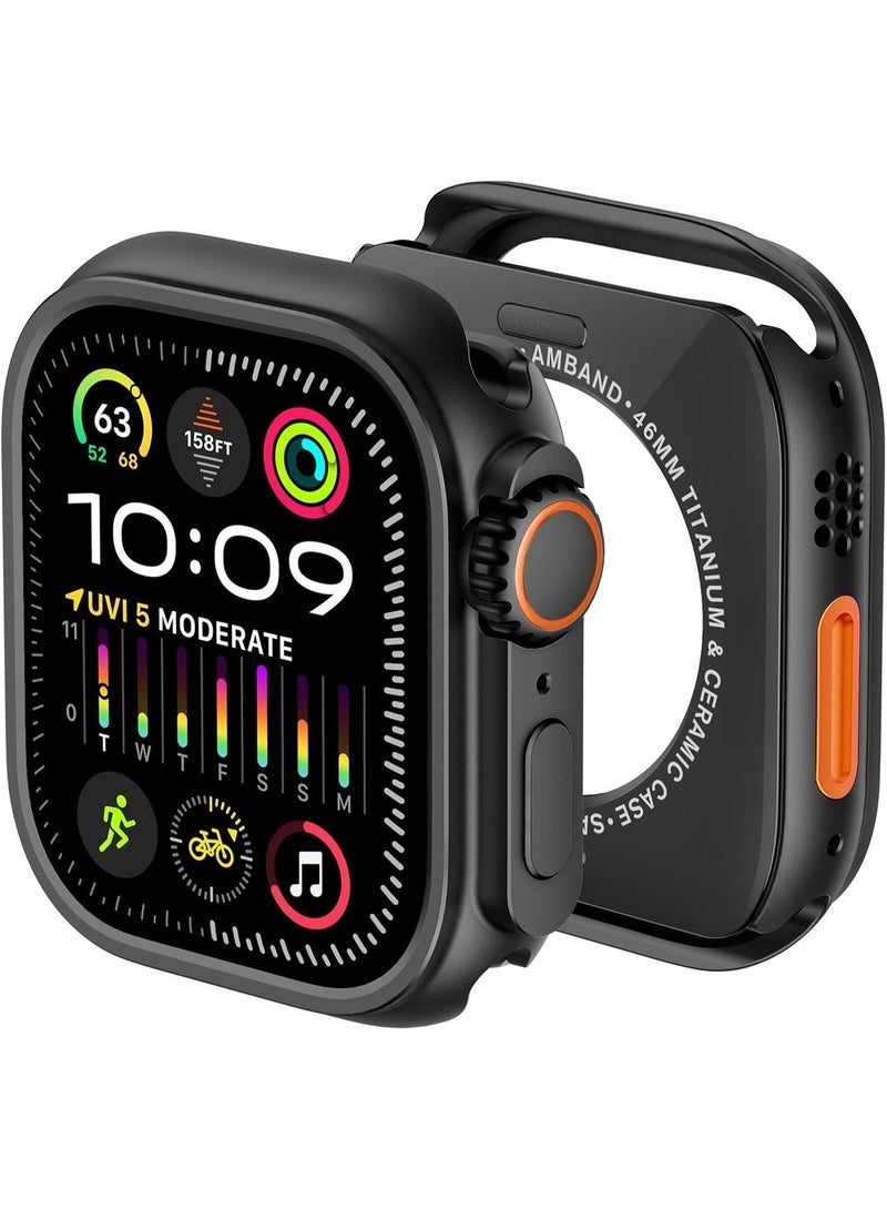 غلاف واقي معدني بتصميم مزدوج، مناسب لسلسلة Apple Watch 10/11 مقاس 46 ملم + واقي شاشة - Image 2