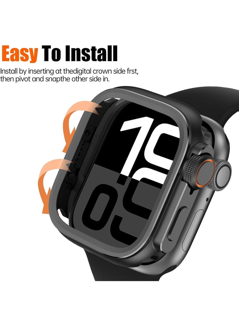 غلاف واقي معدني بتصميم مزدوج، مناسب لسلسلة Apple Watch 10/11 مقاس 46 ملم + واقي شاشة - Image 5