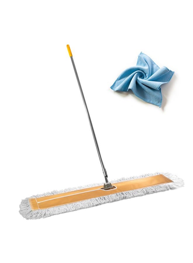 Venmark Commercial Dust Mop – 48” Floor Sweeper for Tiles, Hardwood, and Laminate Floors, with Aluminum Broom Handle, Reusable Duster Head - Complete with Cleaning Cloth - Image 1
