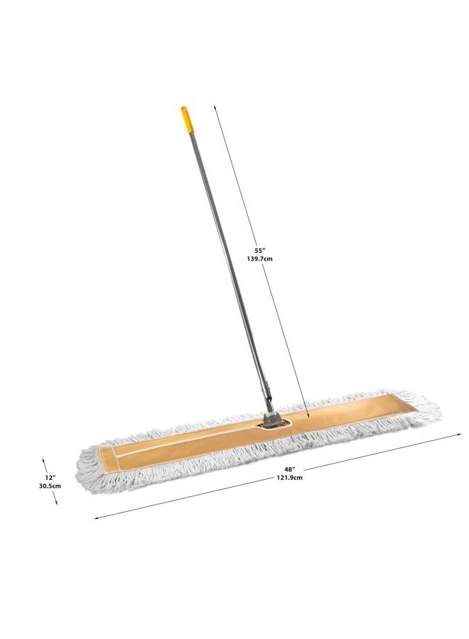 Venmark Commercial Dust Mop – 48” Floor Sweeper for Tiles, Hardwood, and Laminate Floors, with Aluminum Broom Handle, Reusable Duster Head - Complete with Cleaning Cloth - Image 2