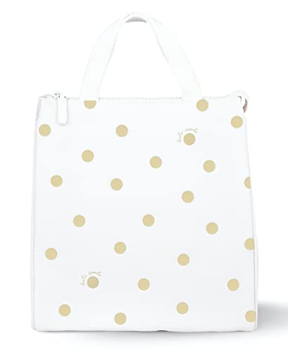 Kate Spade New York Portable Soft Cooler Lunch Bag Thermal Tote with Silver Insulated Interior Lining and Storage Pocket Gold Dot with Script