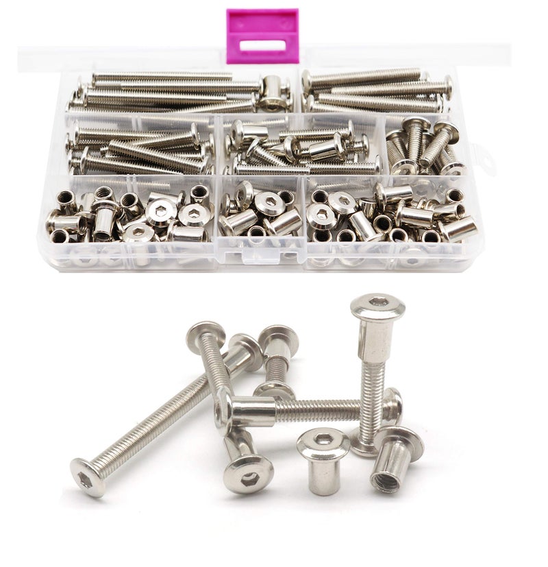 binifiMux 50-Pack Rivet Hex Socket Head Cap Countersunk Bolt and Barrel Nut, M6x20mm/ M6x30mm/ M6x40mm/ M6x50mm/ M6x60mm Bolt - Image 1
