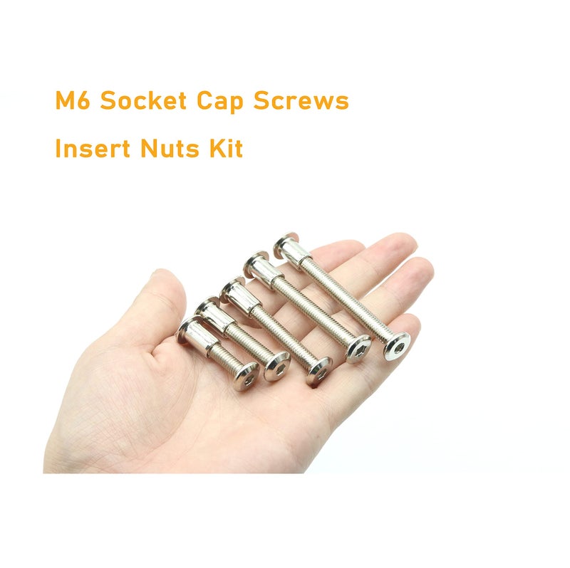 binifiMux 50-Pack Rivet Hex Socket Head Cap Countersunk Bolt and Barrel Nut, M6x20mm/ M6x30mm/ M6x40mm/ M6x50mm/ M6x60mm Bolt - Image 5